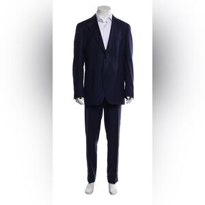 Suitsupply 3 Pc DB Havana Tulip Pin Stripe Suit 42R Blue Wide Lapel Patch S130